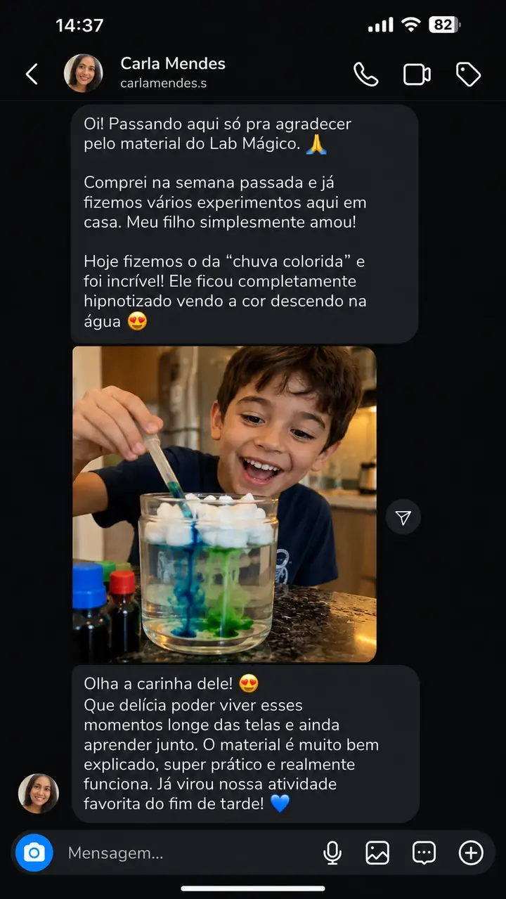 Depoimento de Carla Mendes: o filho ficou hipnotizado com a chuva colorida
