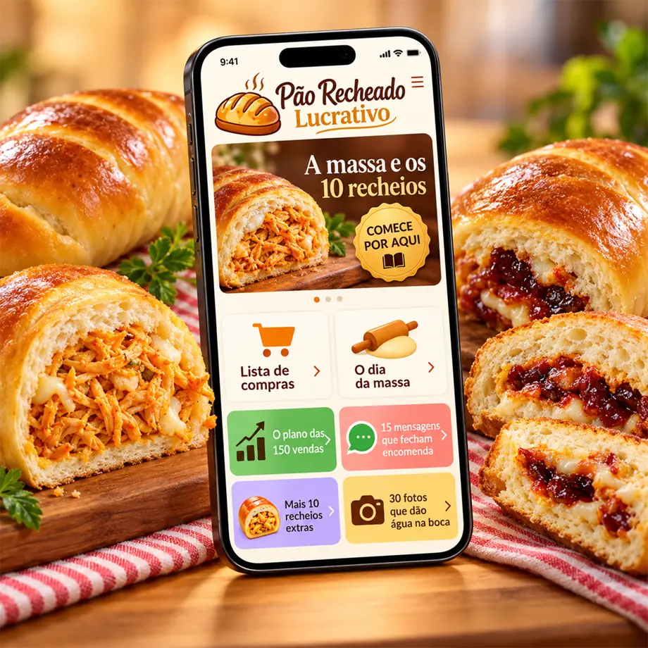 Receitas do Pão Recheado Lucrativo no celular