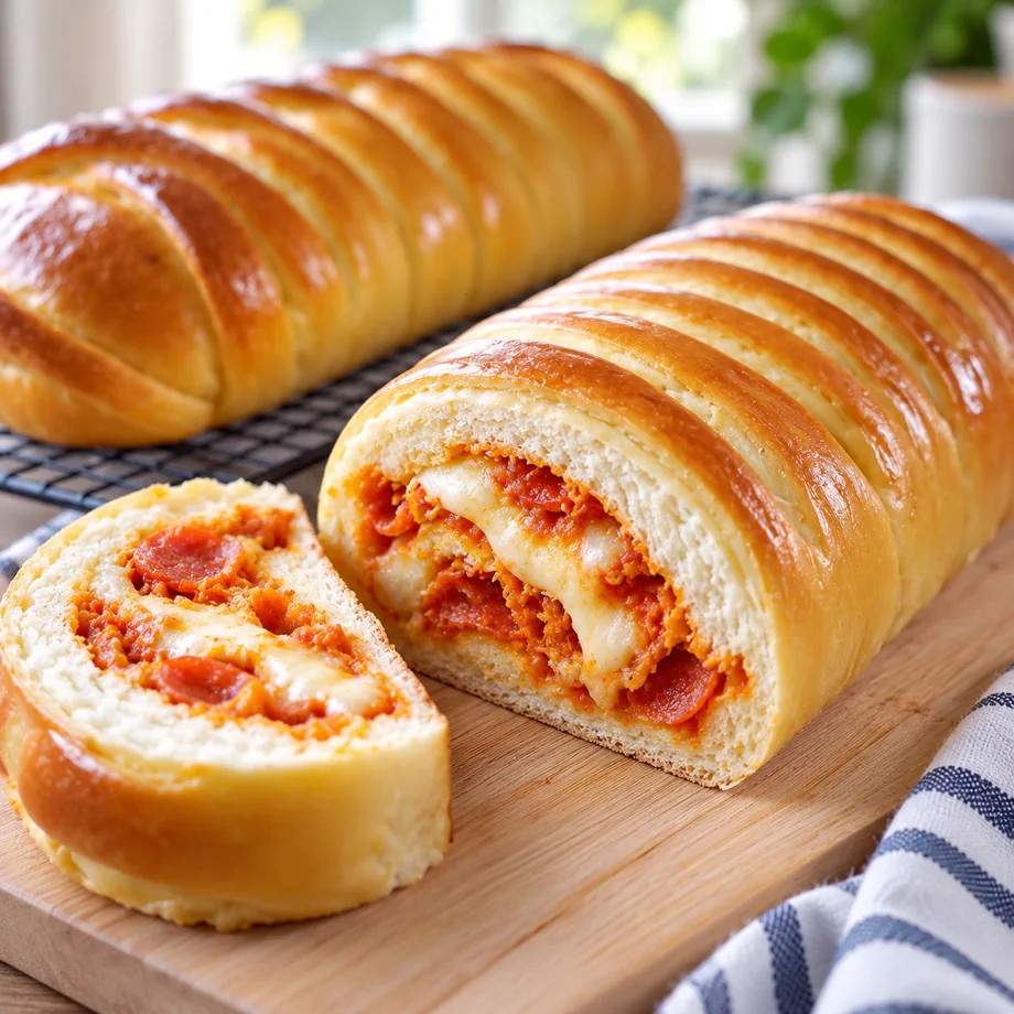 Pão recheado de pizza