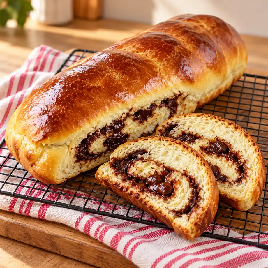 Pão recheado de chocolate