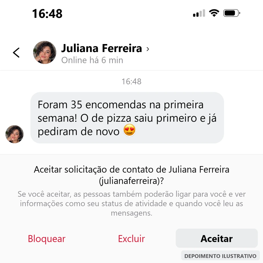 Depoimento de Juliana Ferreira: 35 encomendas na primeira semana